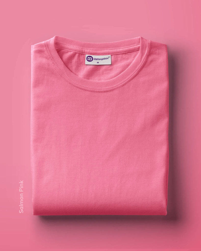 Melangebox Half Sleeves Crew Neck: Salmon Pink