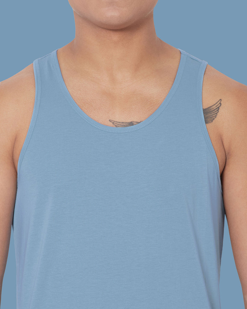 Melangebox Tank Top: Cyan Blue