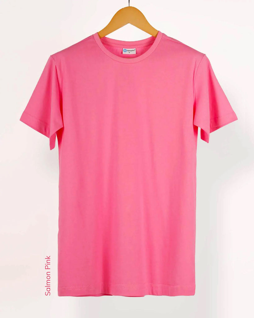 Melangebox Half Sleeves Crew Neck: Salmon Pink