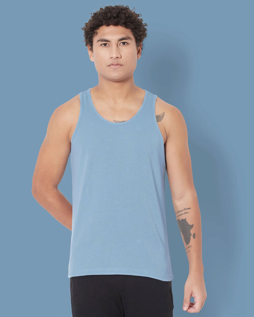 Melangebox Tank Top: Cyan Blue