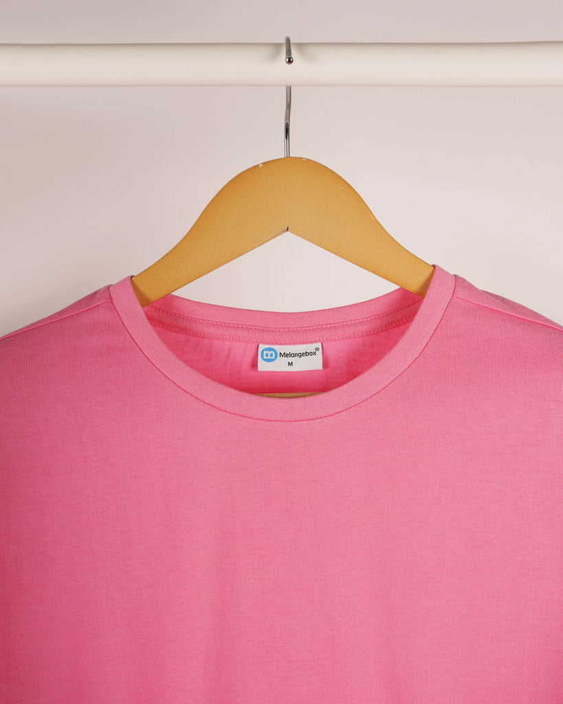 Melangebox Half Sleeves Crew Neck: Salmon Pink