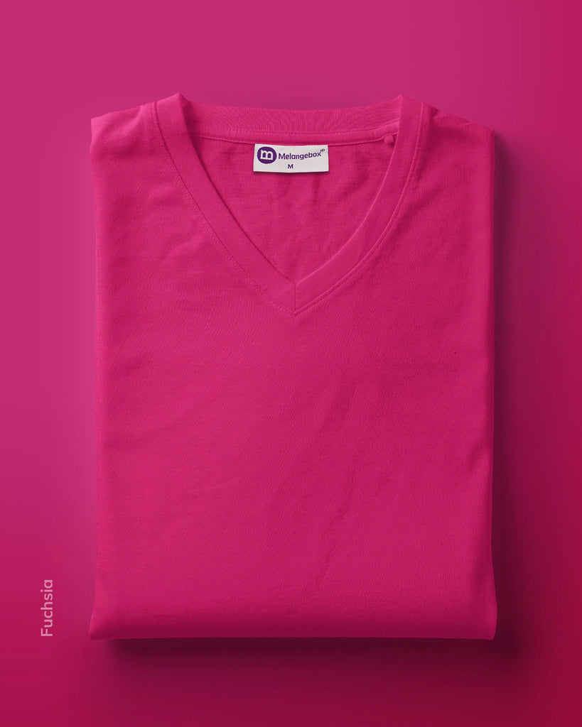 Melangebox V Neck Half Sleeves: Fuchsia