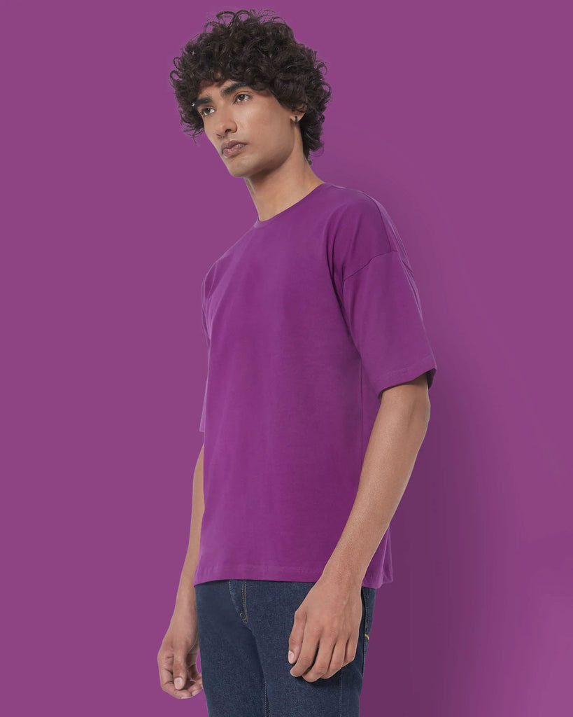 Melangebox Dropshoulder Crew Neck: Eggplant Purple