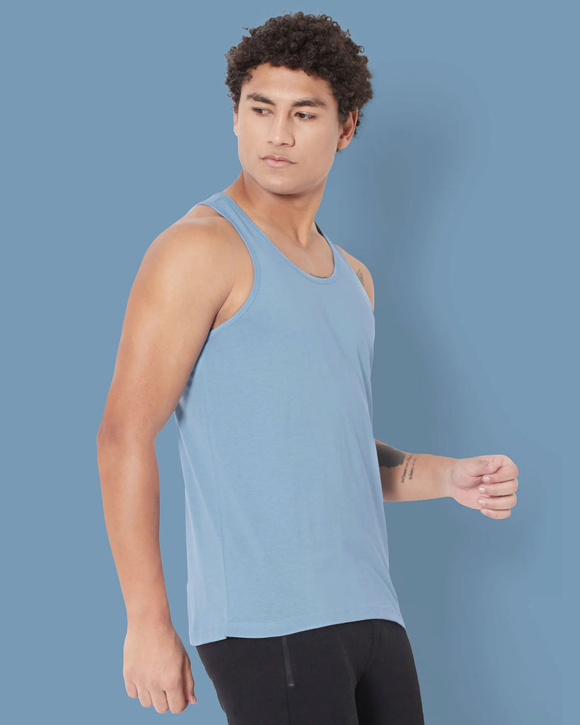 Melangebox Tank Top: Cyan Blue