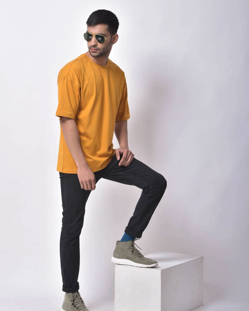 Melangebox Dropshoulder Crew Neck: Mustard