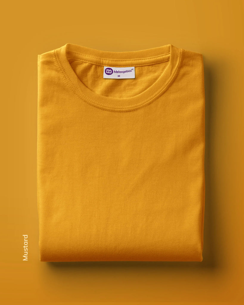 Melangebox Half Sleeves Crew Neck: Mustard