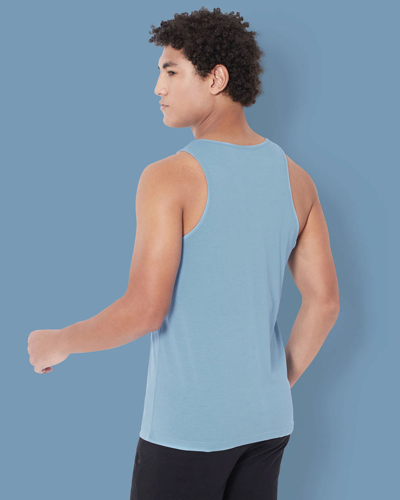 Melangebox Tank Top: Cyan Blue