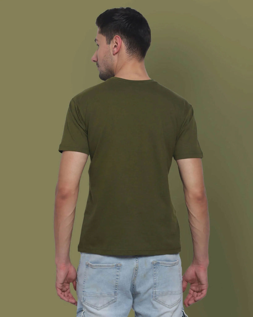 Melangebox V Neck Half Sleeves: Olive Green