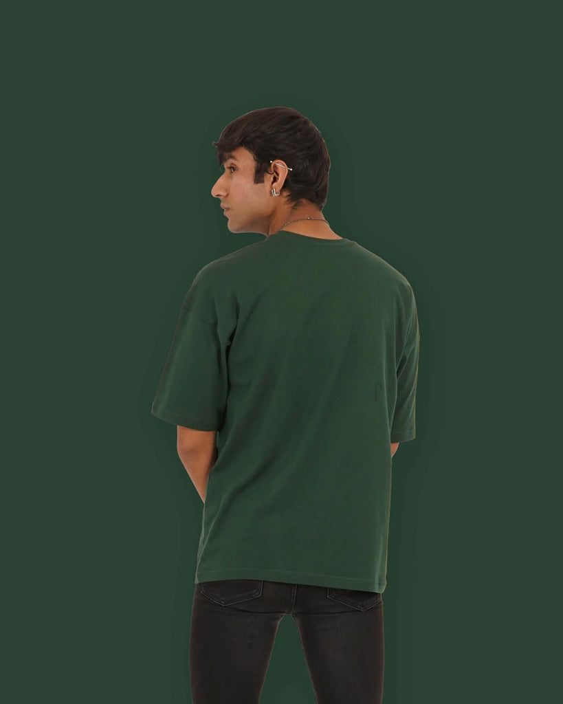 Melangebox Dropshoulder Crew Neck: Emerald Green