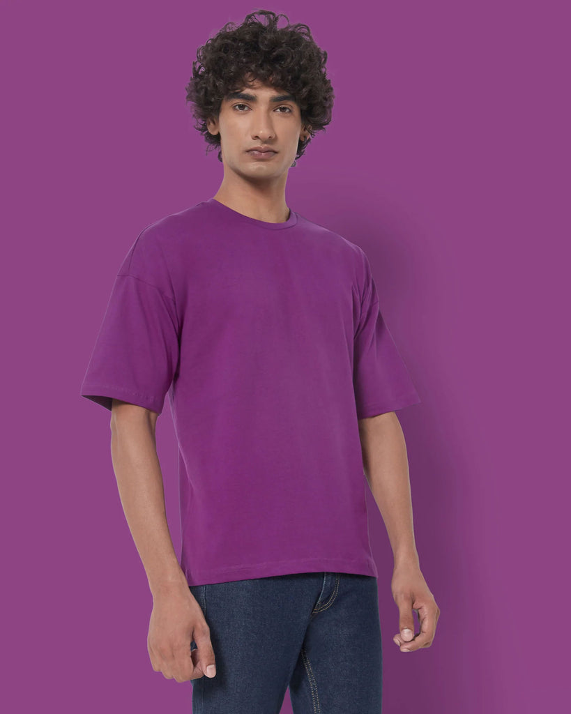 Melangebox Dropshoulder Crew Neck: Eggplant Purple