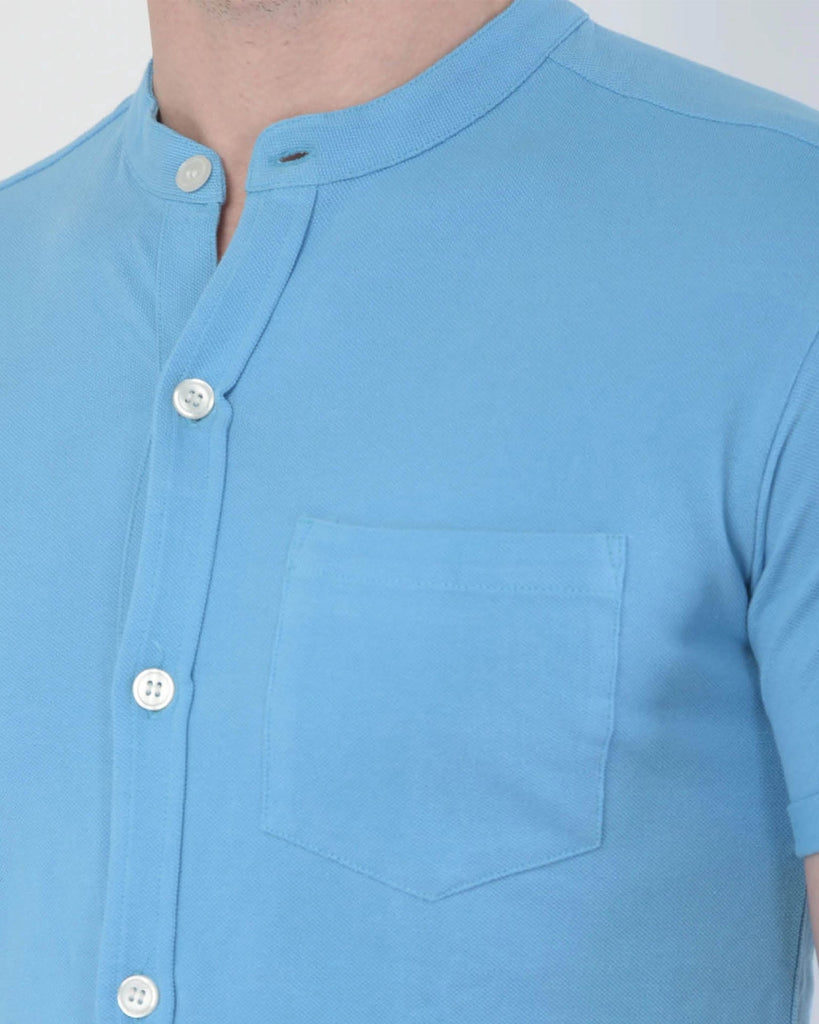 Melangebox Melange Original Pique Shirt: Light Sky Blue