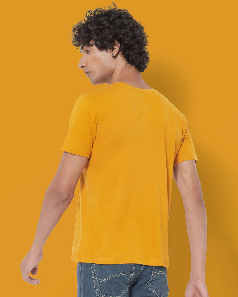 Melangebox Half Sleeves Crew Neck: Mustard