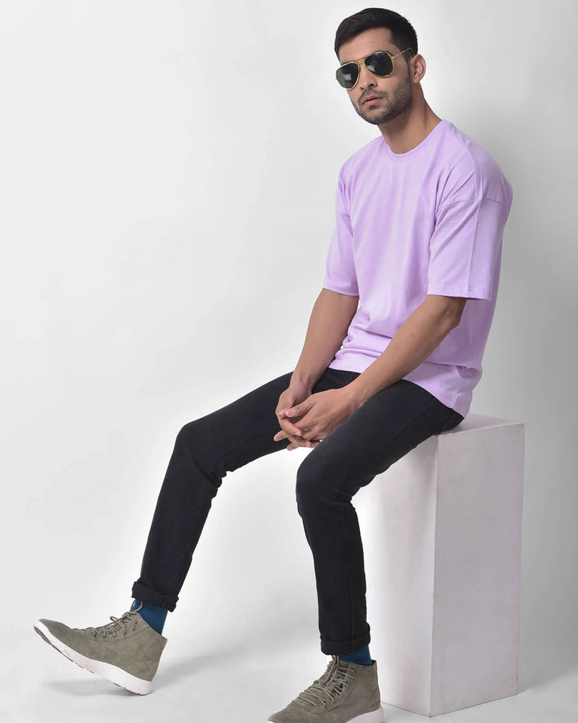 Melangebox Dropshoulder Crew Neck: Mauve Purple