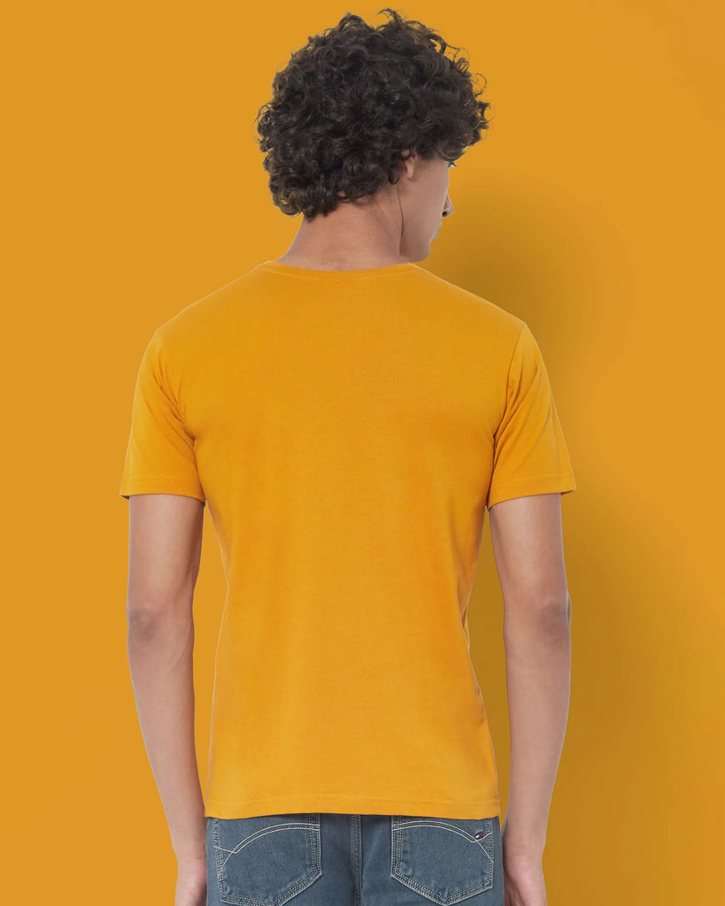 Melangebox Half Sleeves Crew Neck: Mustard