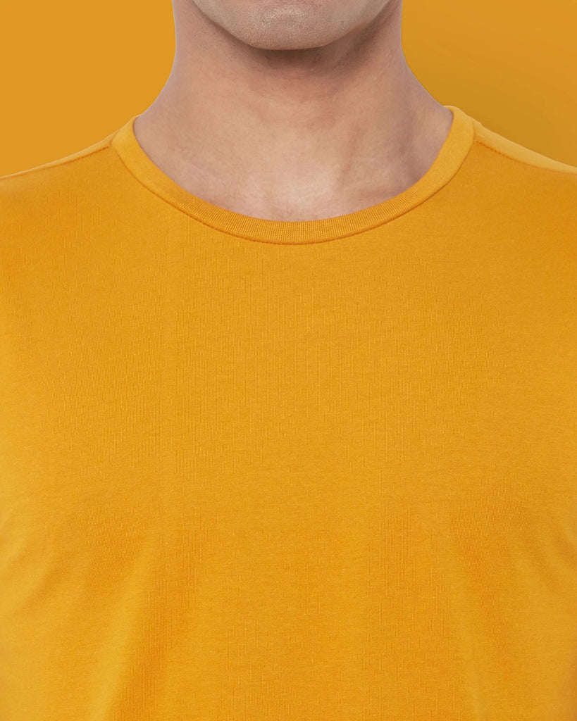 Melangebox Half Sleeves Crew Neck: Mustard