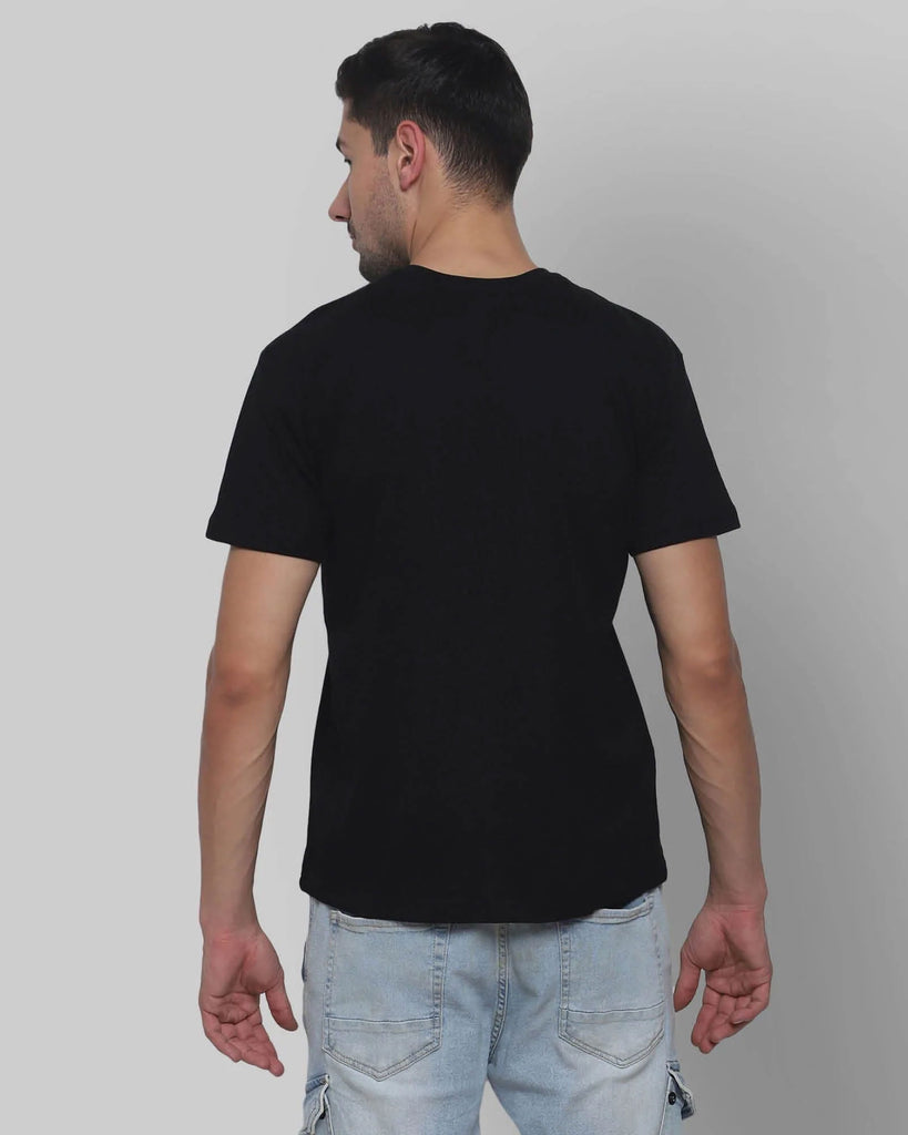 Melangebox V Neck Half Sleeves: Black