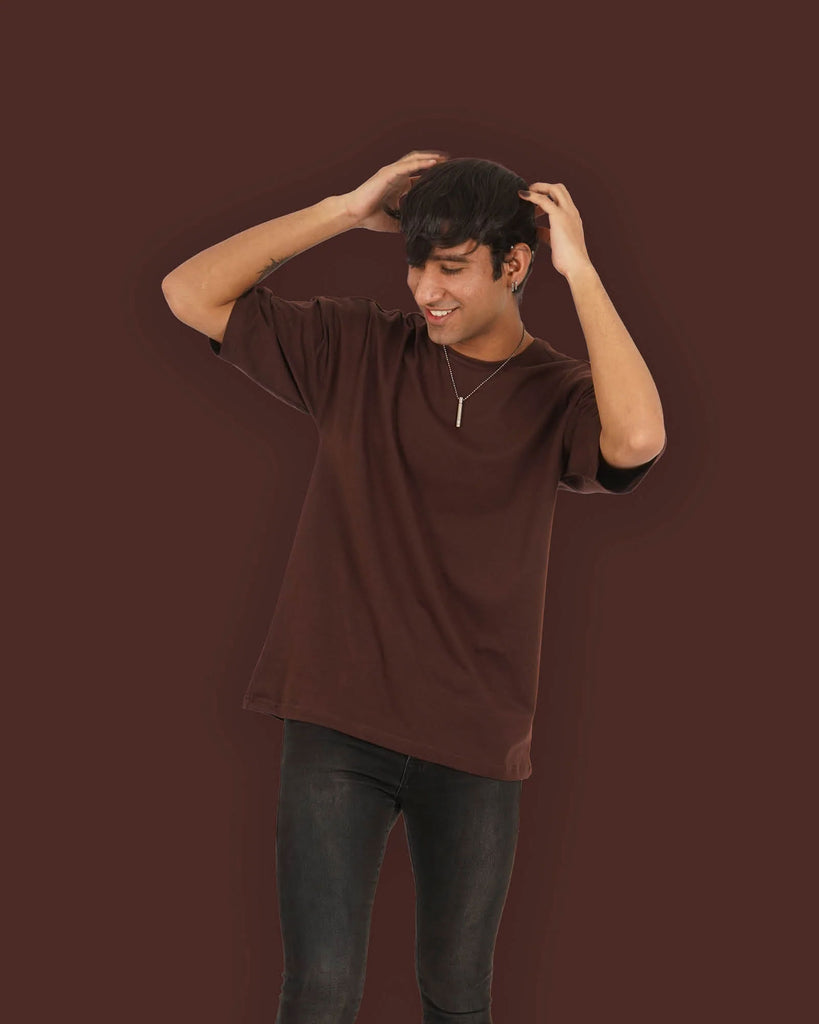 Melangebox Dropshoulder Crew Neck: Chocolate