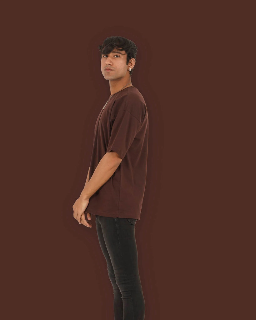 Melangebox Dropshoulder Crew Neck: Chocolate