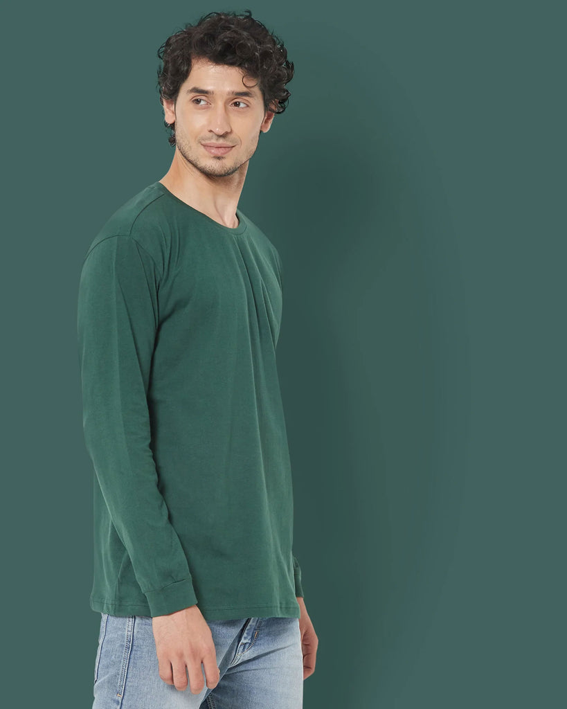 Melangebox Full Sleeves Crew Neck: Emerald Green