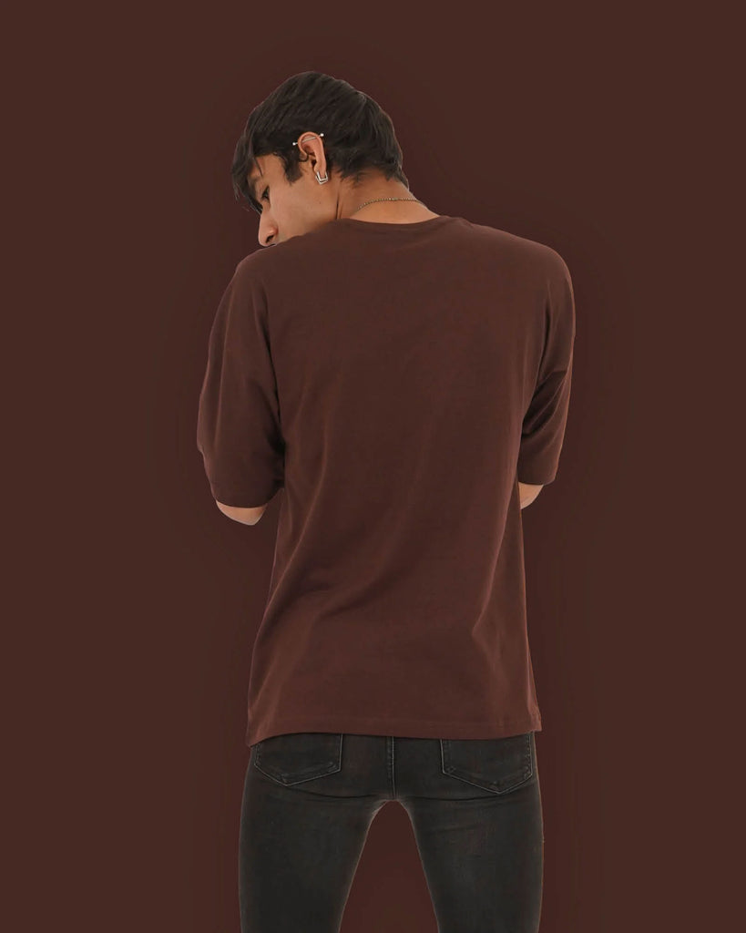 Melangebox Dropshoulder Crew Neck: Chocolate