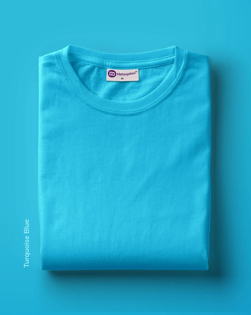 Melangebox Half Sleeves Crew Neck: Turquoise Blue