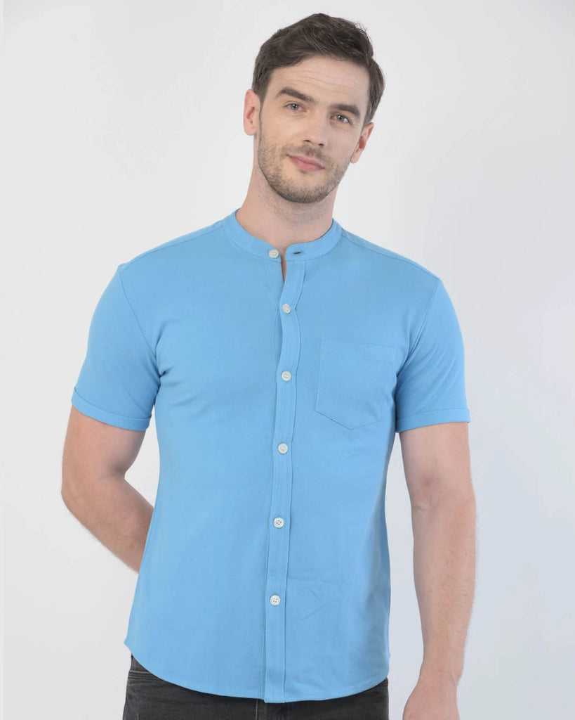 Melangebox Melange Original Pique Shirt: Light Sky Blue