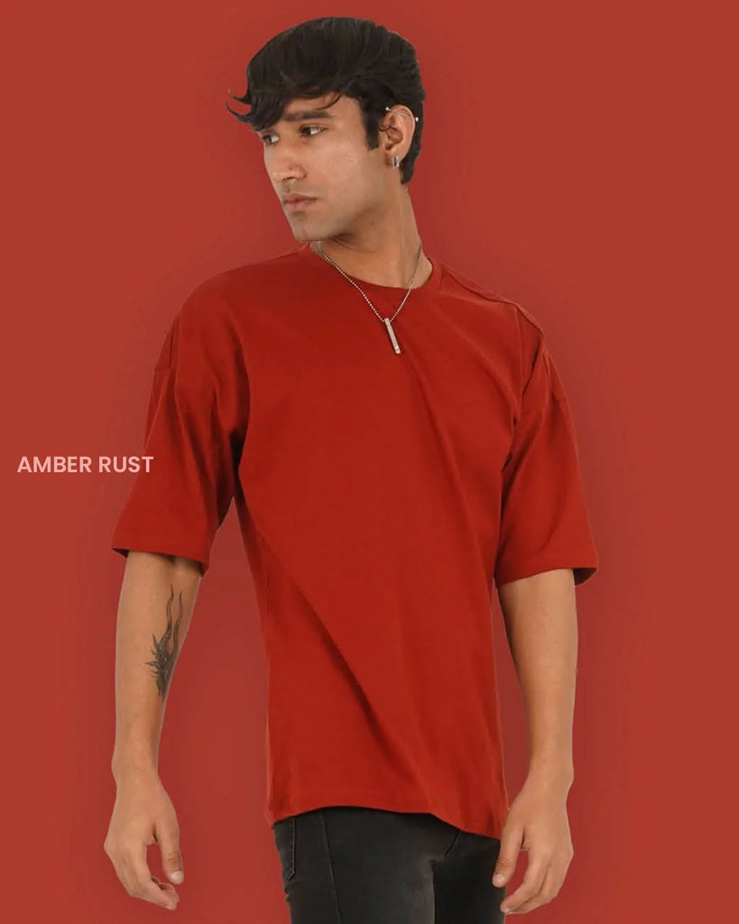 Melangebox Solid Pack of 7: Dropshoulder Crew Neck