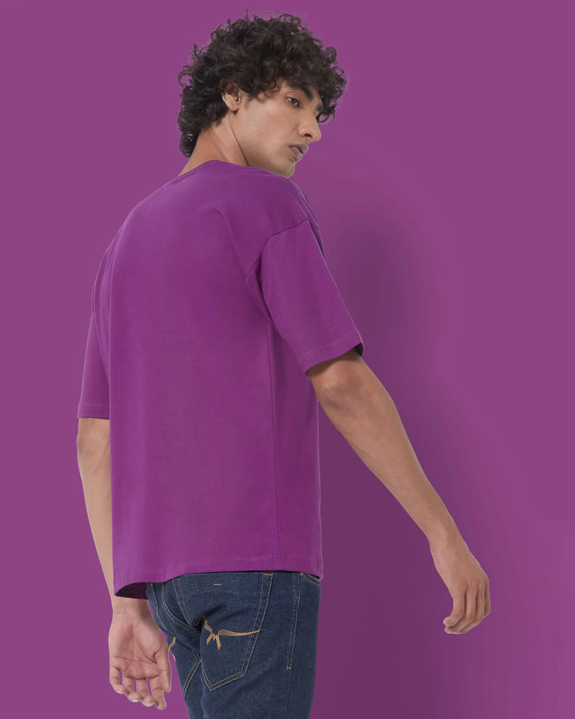 Melangebox Dropshoulder Crew Neck: Eggplant Purple