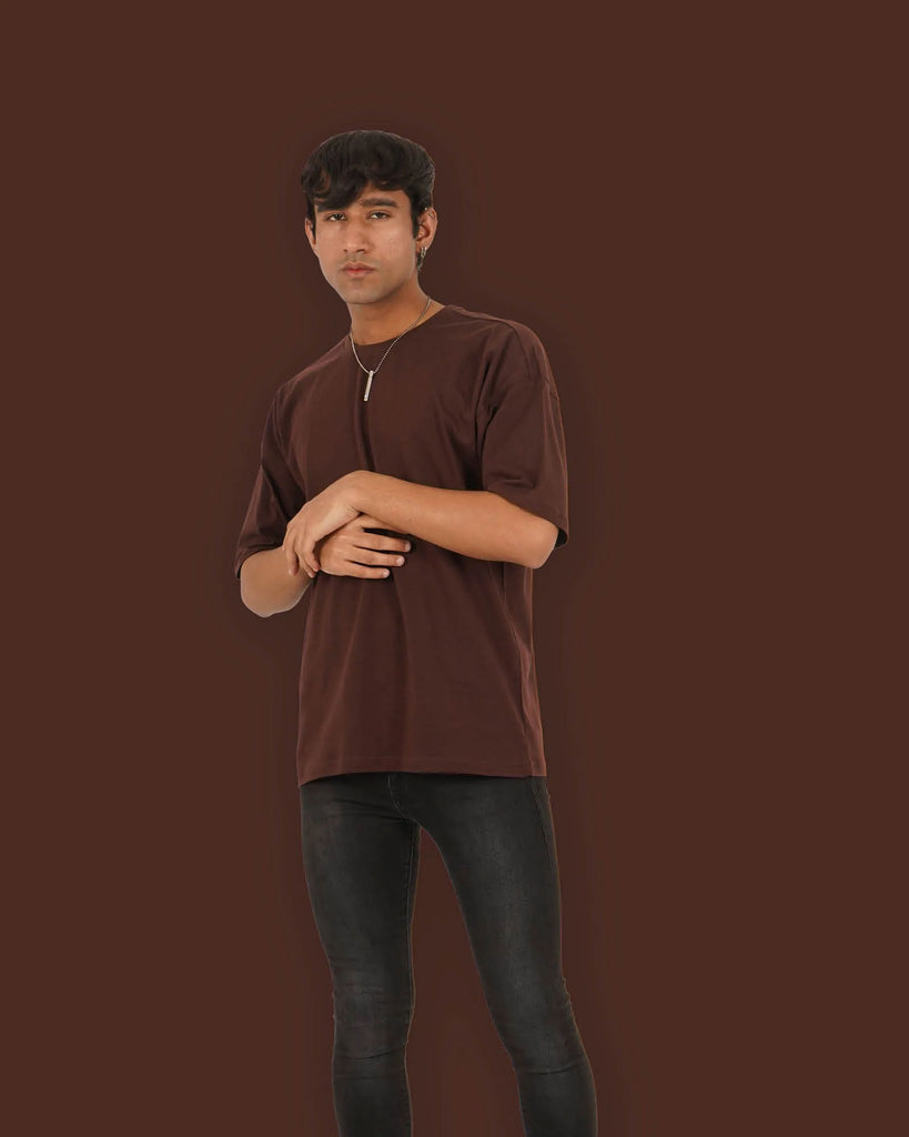 Melangebox Dropshoulder Crew Neck: Chocolate