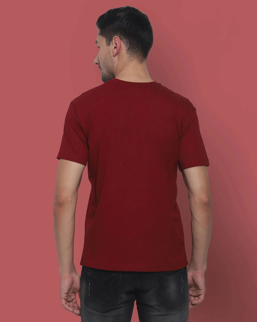 Melangebox V Neck Half Sleeves: Maroon