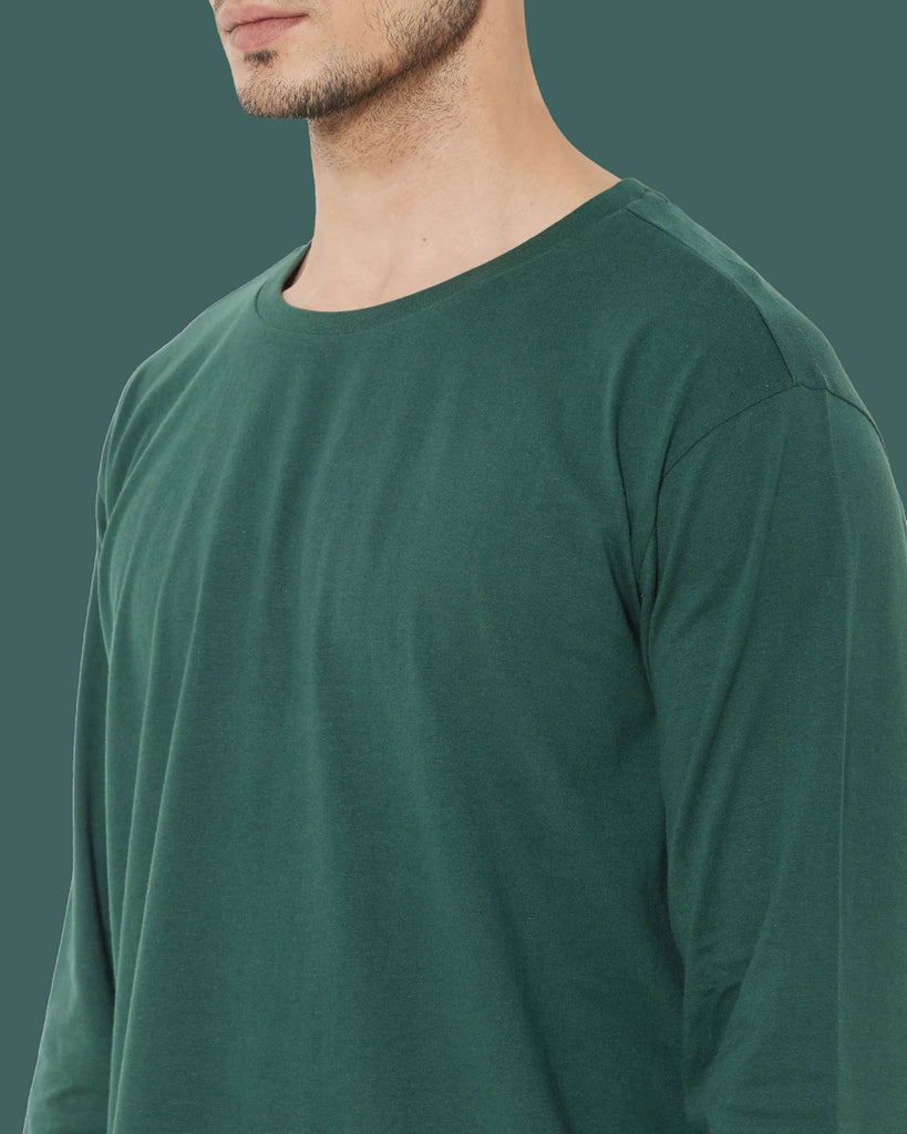 Melangebox Full Sleeves Crew Neck: Emerald Green