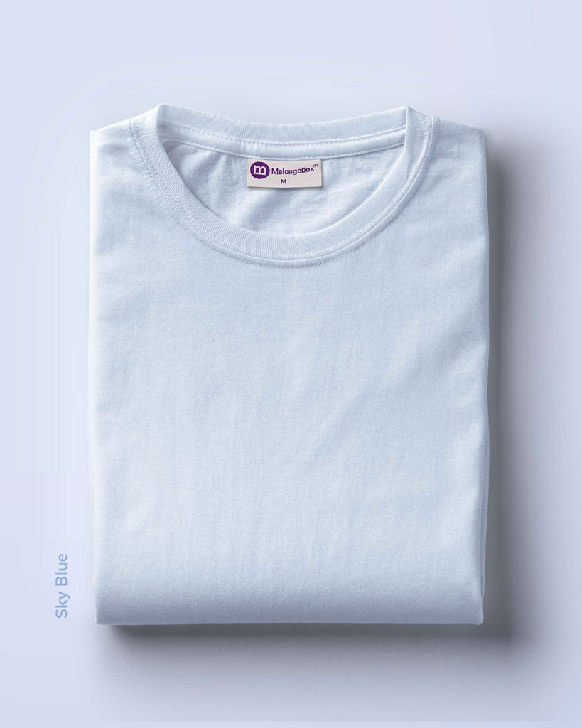 Melangebox Full Sleeves Crew Neck: Sky Blue