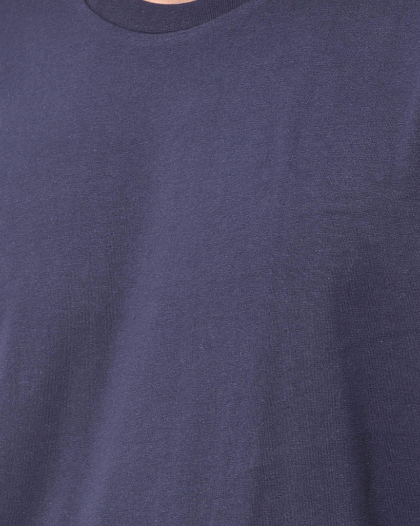 Melangebox Dropshoulder Crew Neck: Navy Blue