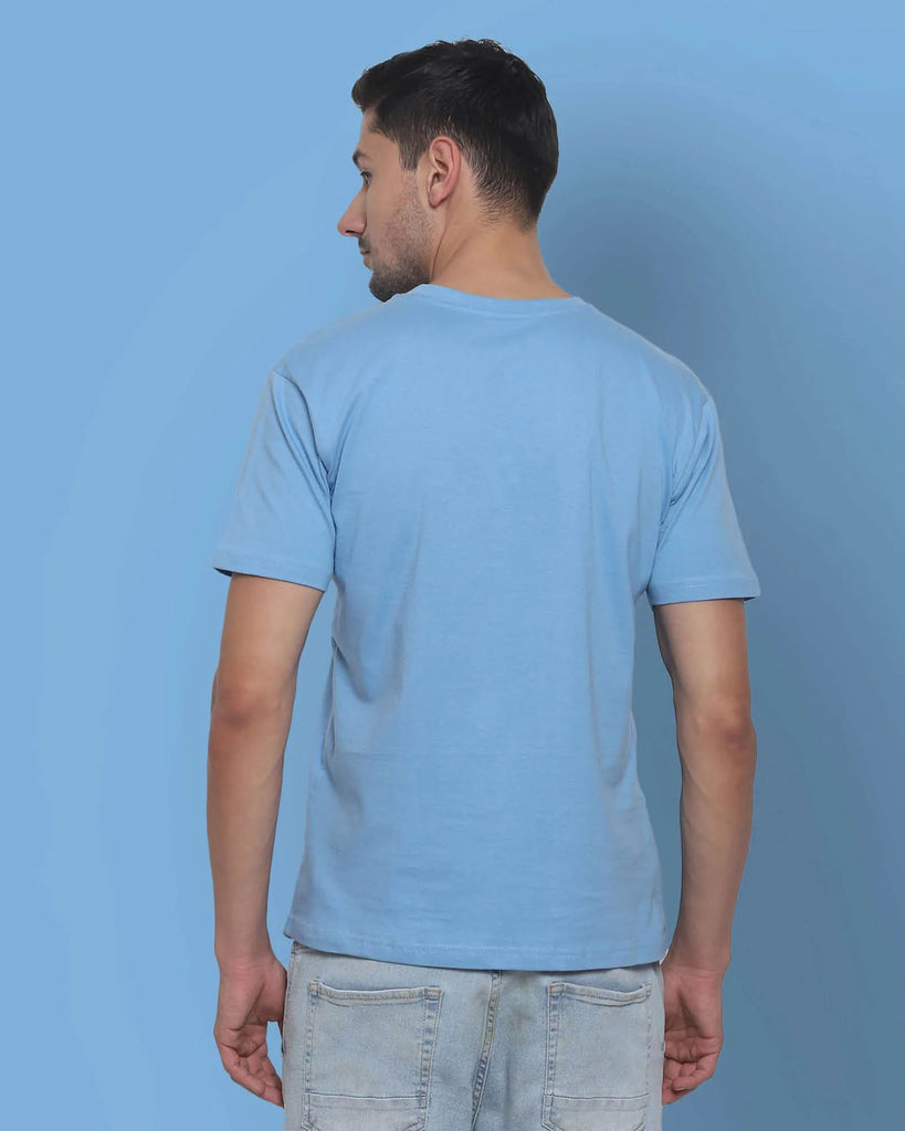 Melangebox V Neck Half Sleeves: Cyan Blue