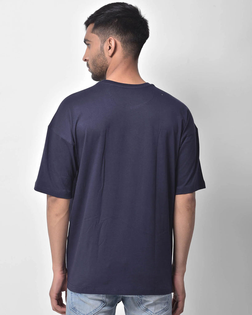 Melangebox Dropshoulder Crew Neck: Navy Blue