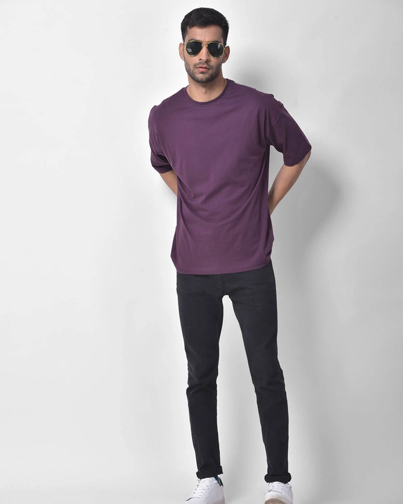 Melangebox Dropshoulder Crew Neck: Wine