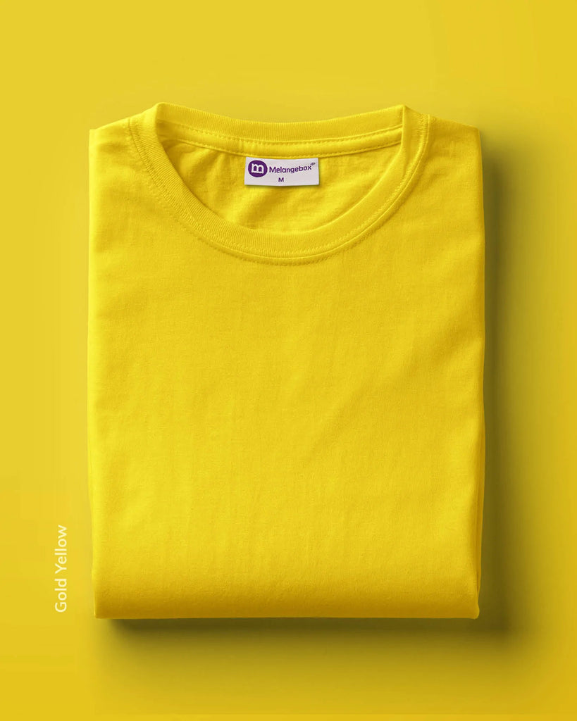 Melangebox Half Sleeves Crew Neck: Gold Yellow