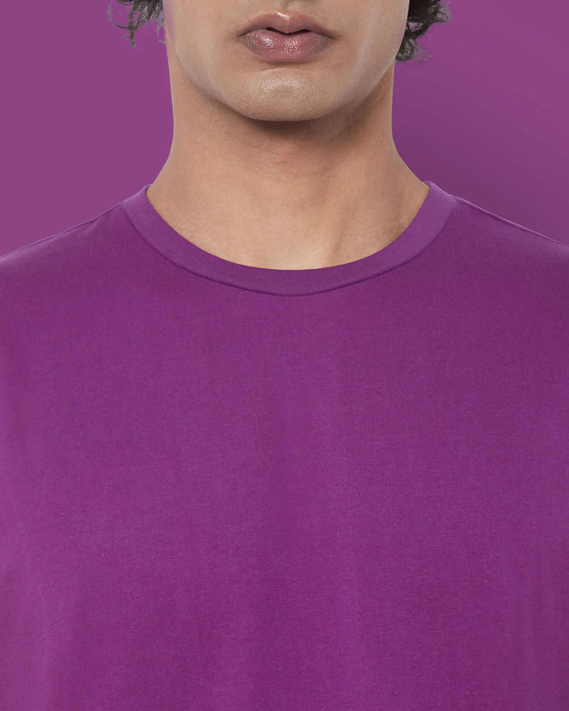 Melangebox Dropshoulder Crew Neck: Eggplant Purple