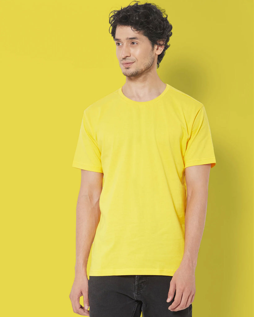 Melangebox Half Sleeves Crew Neck: Gold Yellow