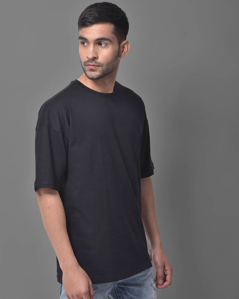 Melangebox Dropshoulder Crew Neck: Black