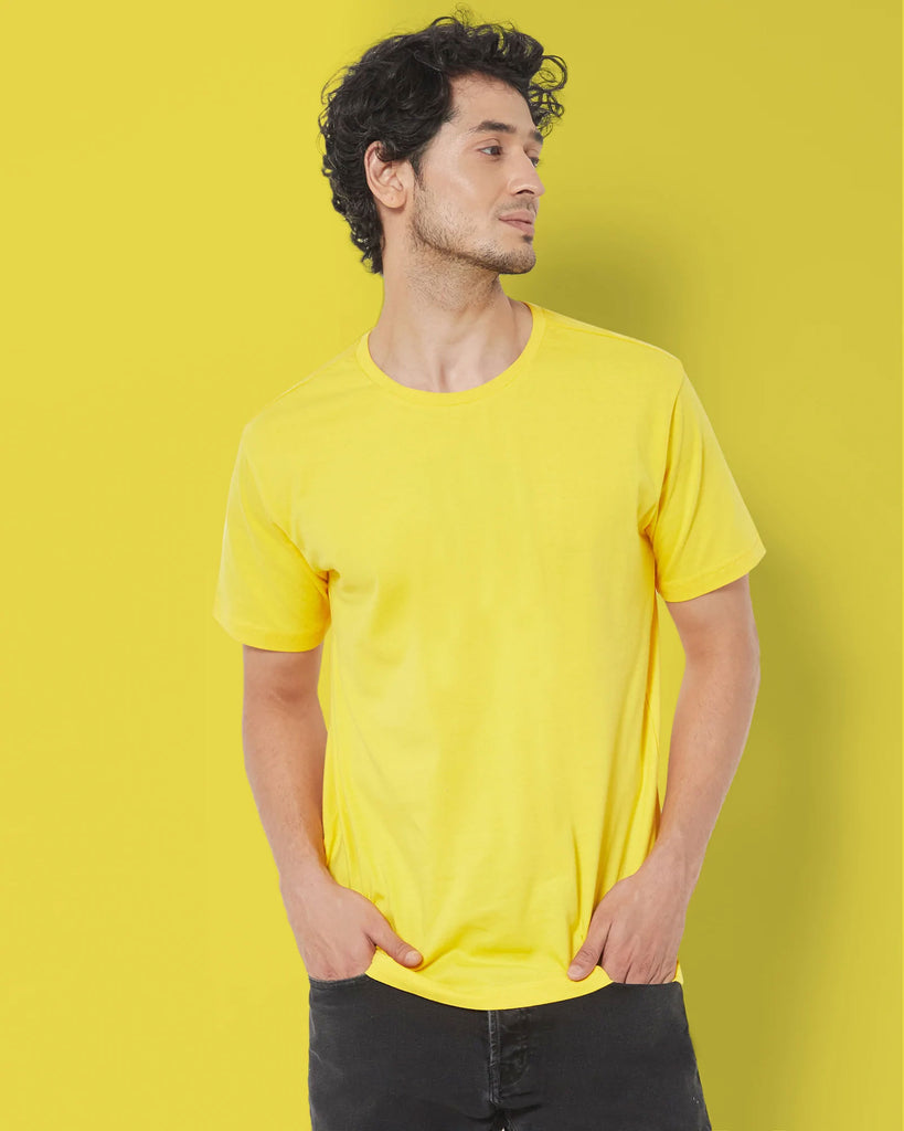 Melangebox Half Sleeves Crew Neck: Gold Yellow