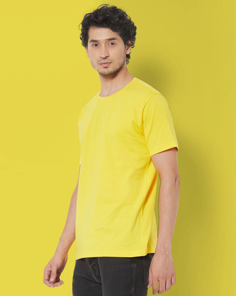 Melangebox Half Sleeves Crew Neck: Gold Yellow