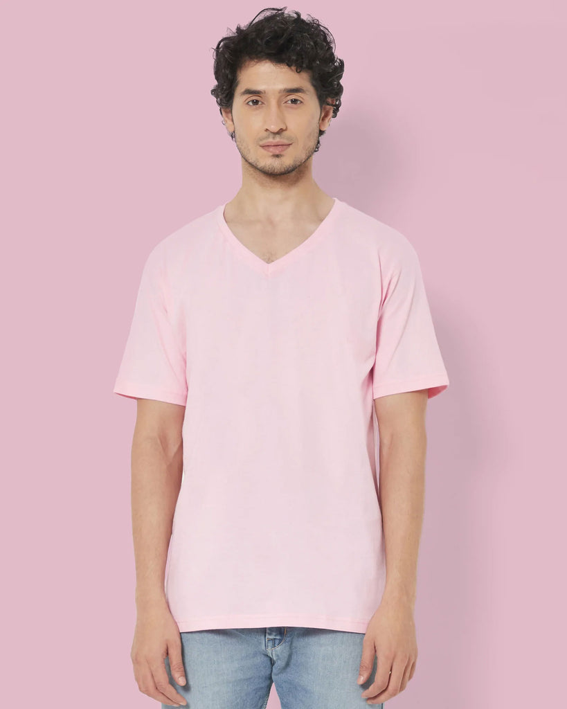 Melangebox V Neck Half Sleeves: Baby Pink