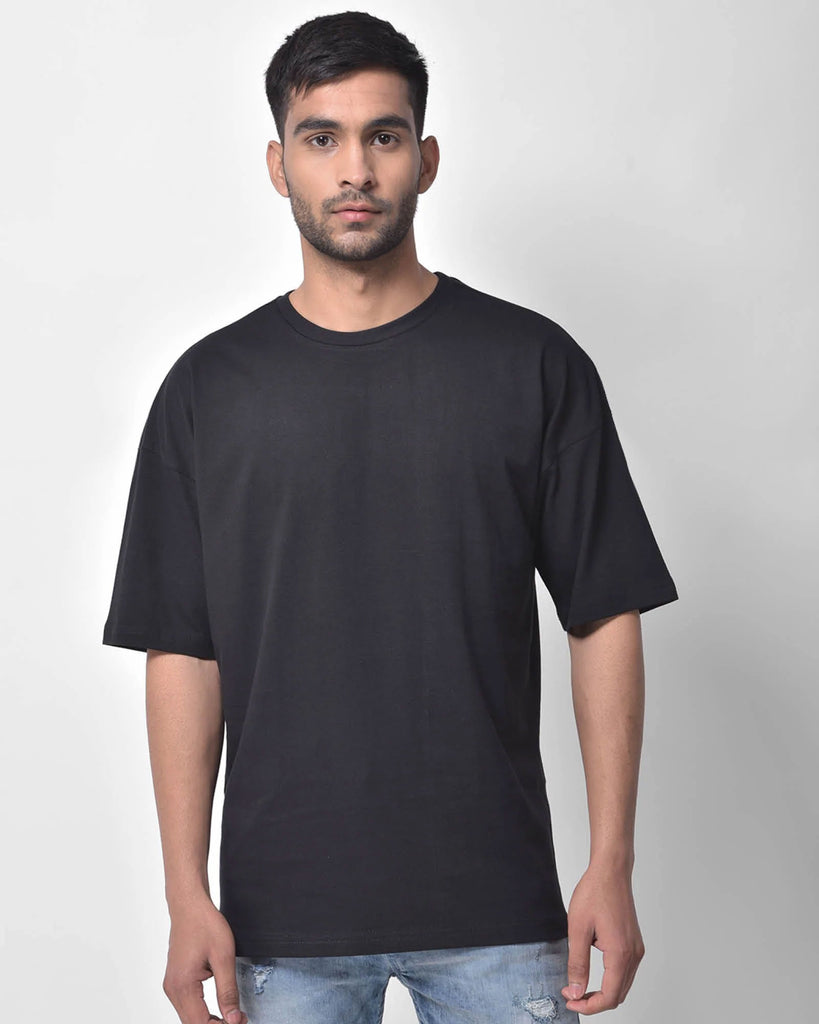 Melangebox Dropshoulder Crew Neck: Black