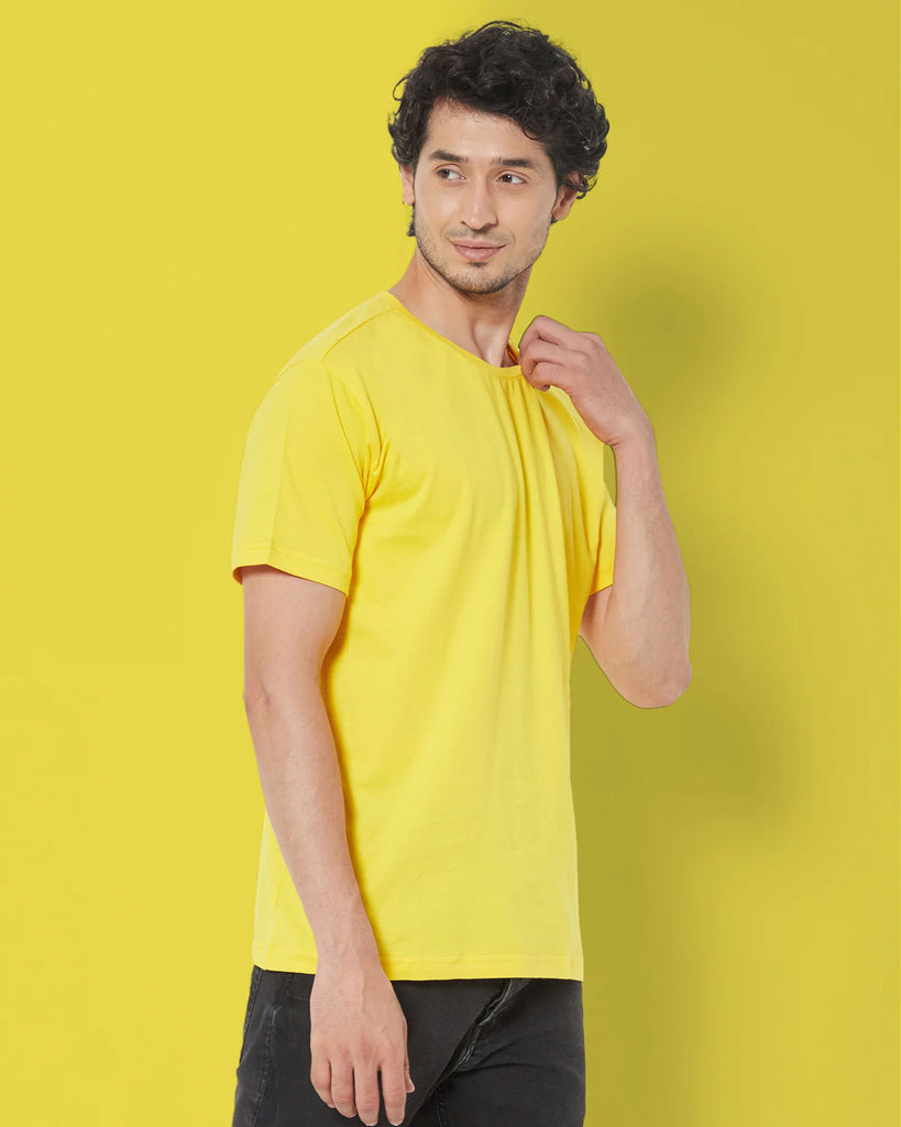 Melangebox Half Sleeves Crew Neck: Gold Yellow