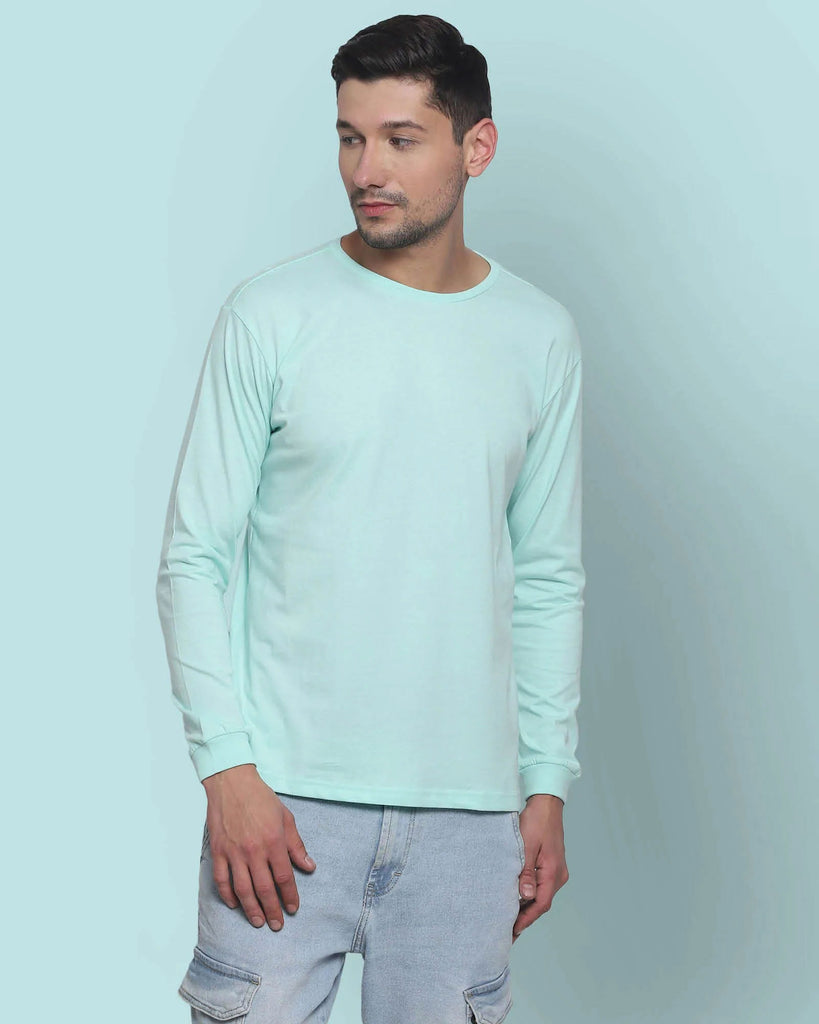 Melangebox Full Sleeves Crew Neck: Pale Green