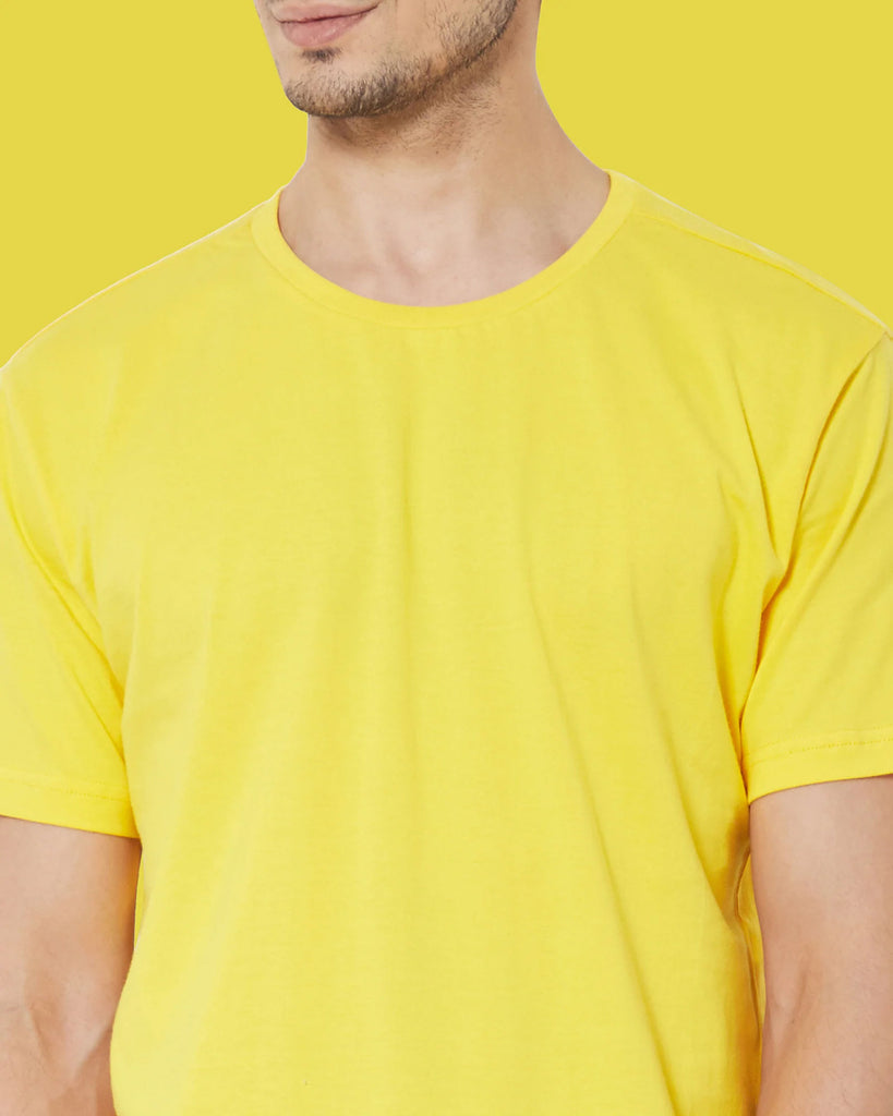 Melangebox Half Sleeves Crew Neck: Gold Yellow