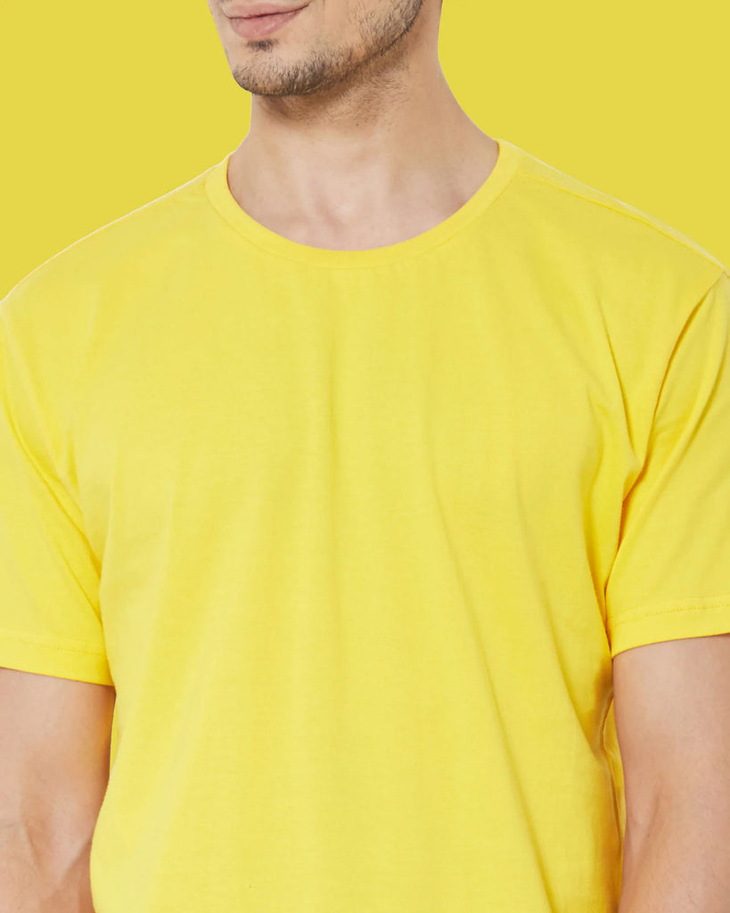 Half Sleeves Crew Neck: Gold Yellow