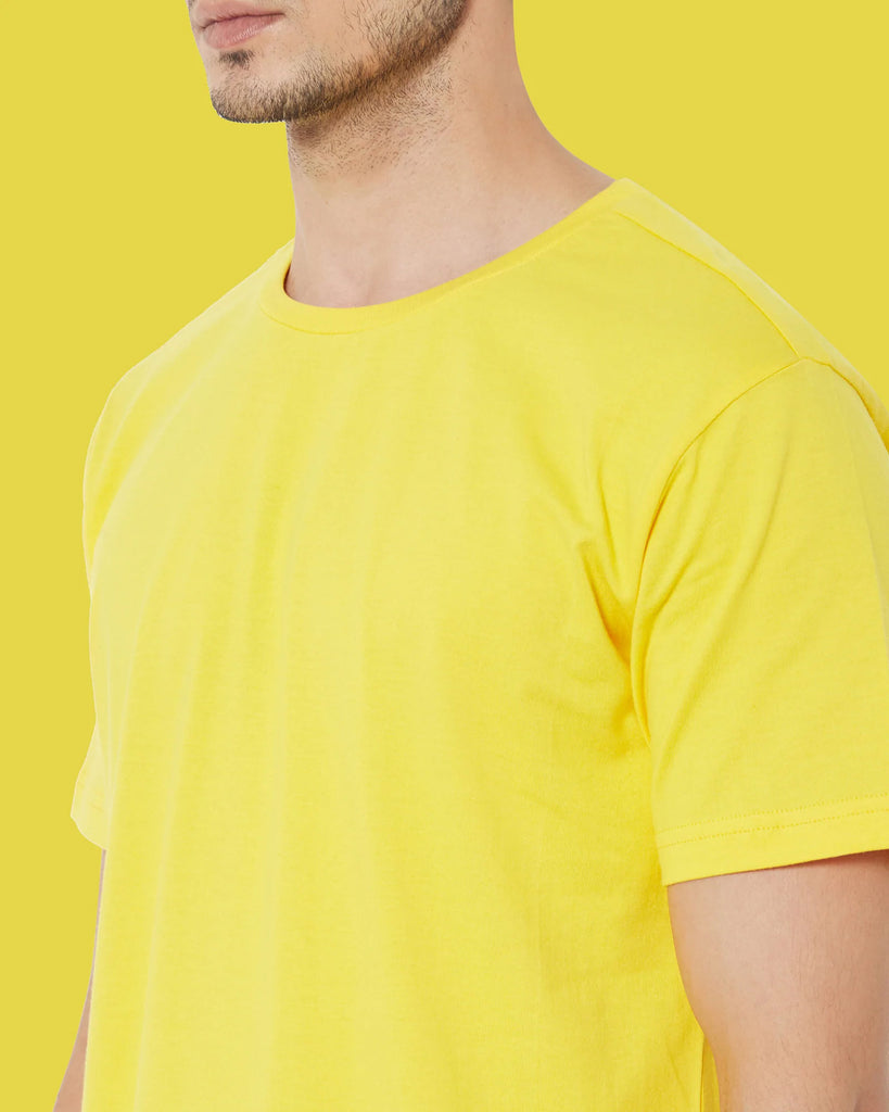 Melangebox Half Sleeves Crew Neck: Gold Yellow