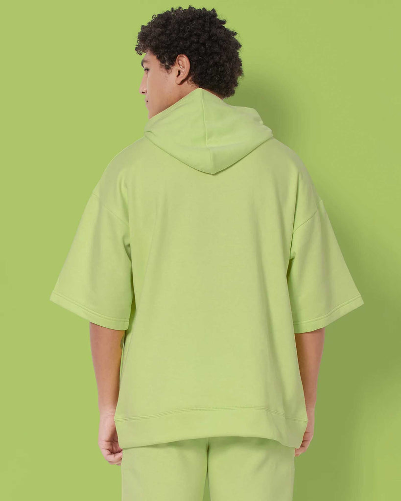 Melangebox Crop Sleeves Oversized Hoodie: Neon Green